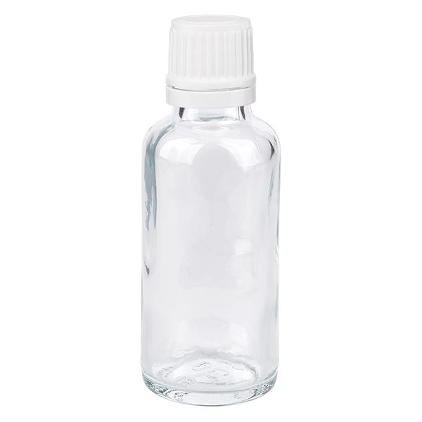 Apothekenflasche klar 30ml Schraubverschluss weiss OV