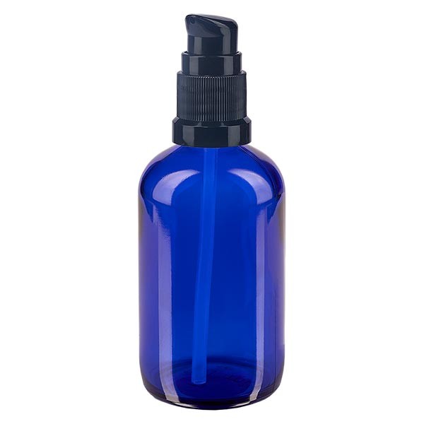 Blauglasflasche 100ml mit Pumpverschluss schwarz