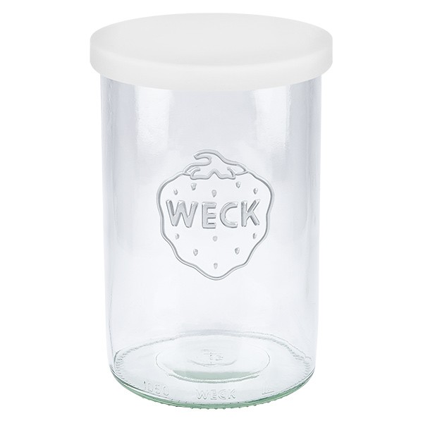 1000ml Sturzglas WECK RR100 mit Silikondeckel weiss