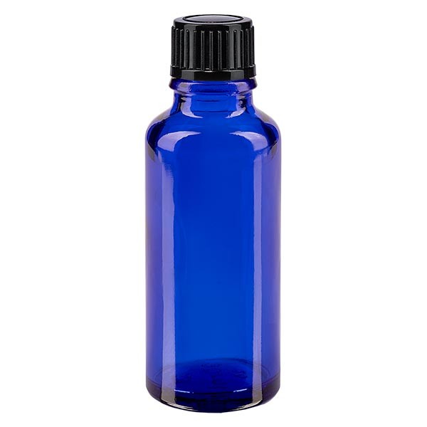 Apothekenfl. blau 30ml Schraubv. schwarz St