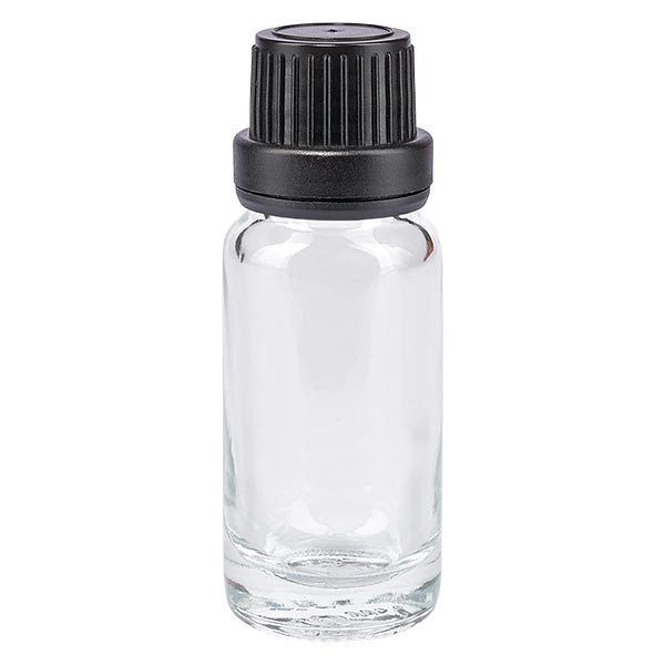 Apothekenflasche klar 10ml Schraubverschluss schw. Dicht. OV