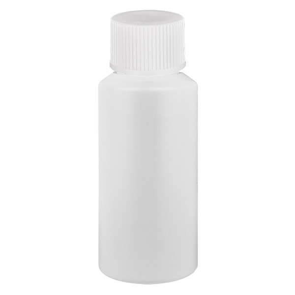 PET Zylinderflasche 30ml weiss, S20x3 mit weissem SV