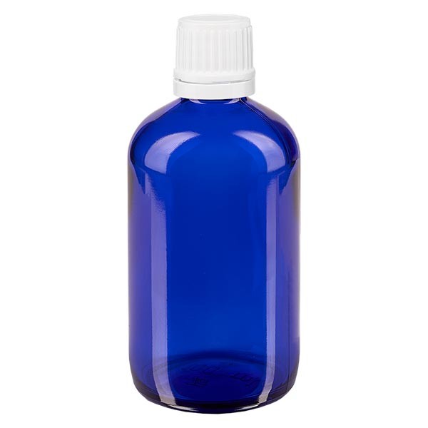 Apothekenfl. blau 100ml Tropfv. 1.2mm weiss OV