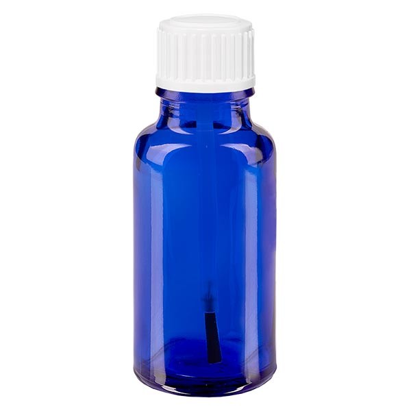 Apothekenfl. blau 20ml Schraubv. weiss Pinsel St