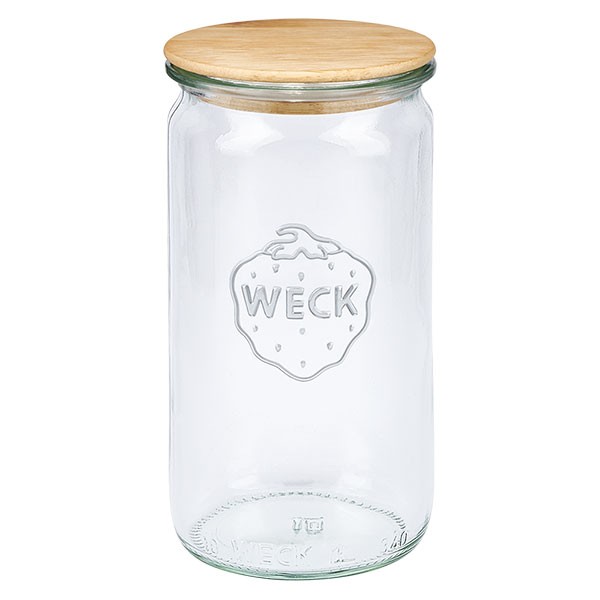 WECK-Zylinderglas 340ml mit Holzdeckel