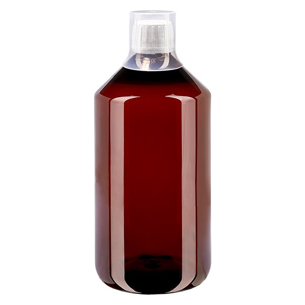 PET Flasche 750ml mit weissem Verschl. OV + Becher