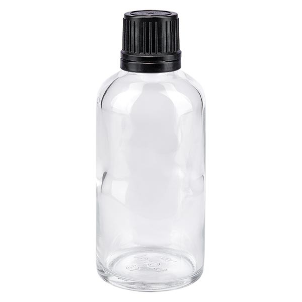 Apothekenflasche klar 50ml Schraubverschluss schw. Giessr. OV