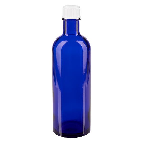 Apothekenfl. blau 200ml Schraubv. weiss St