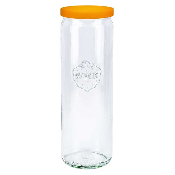 600ml Zylinderglas WECK RR60 mit Silikond. orange