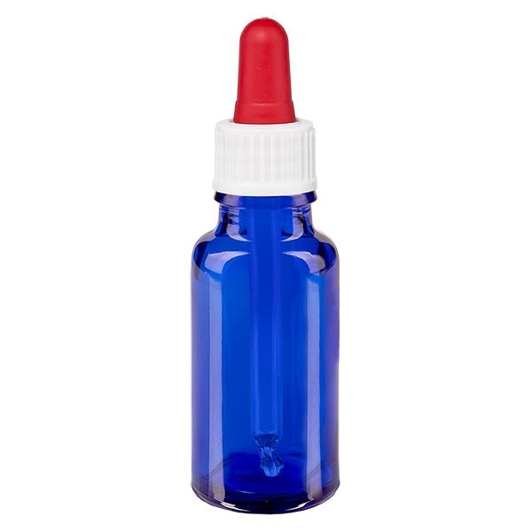 Apothekenfl. blau 20ml Pipette weiss/rot St