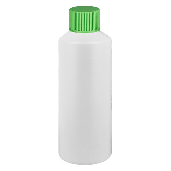 PET Zylinderflasche 75ml weiss, S20x3 mit grünem SV