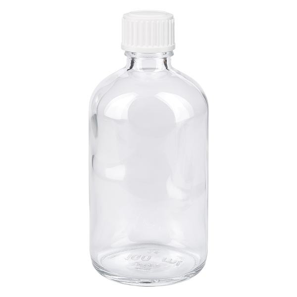 Apothekenflasche klar 100ml Schraubverschluss weiss Standard