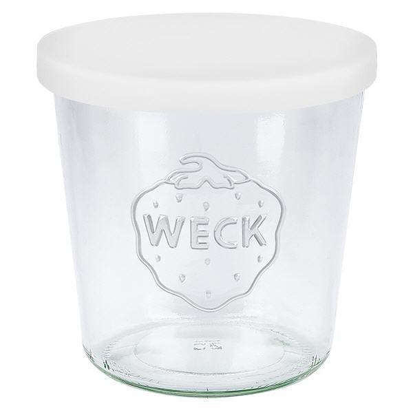 580ml Sturzglas WECK RR100 mit Silikondeckel weiss