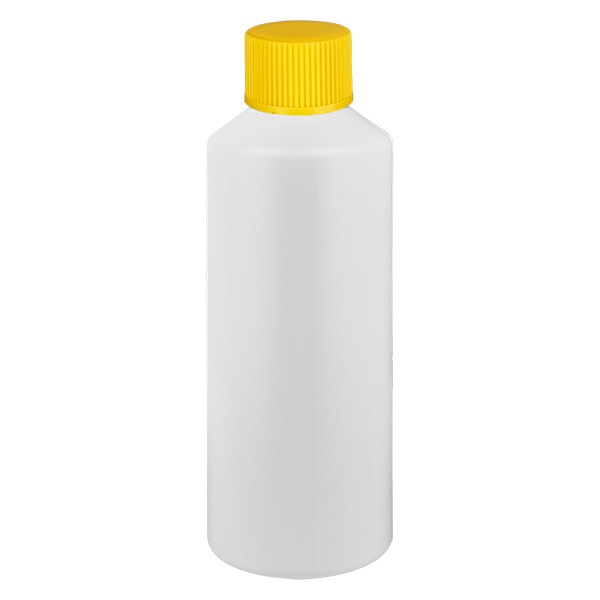 PET Zylinderflasche 100ml weiss, S20x3 mit gelbem SV