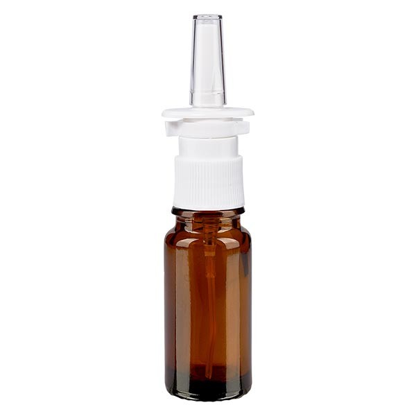 Braunglasflasche 10ml mit Nasenzerstäuber weiss