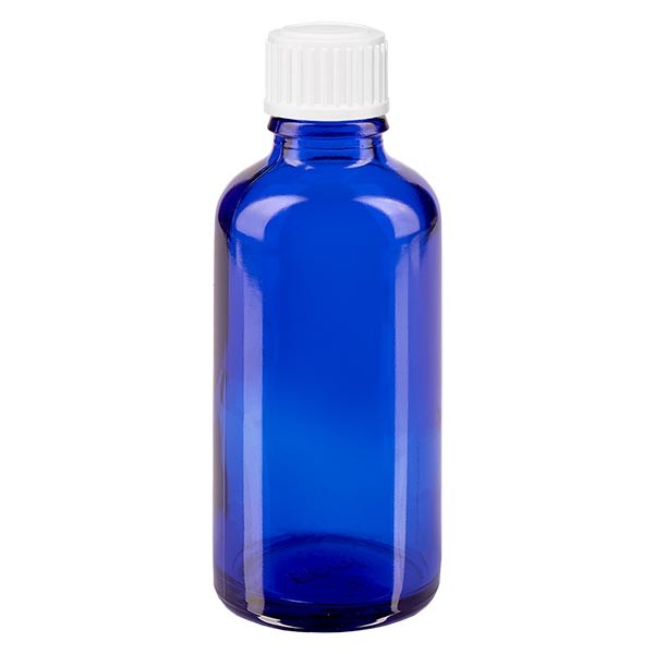 Apothekenfl. blau 50ml Schraubv. weiss Globuli St