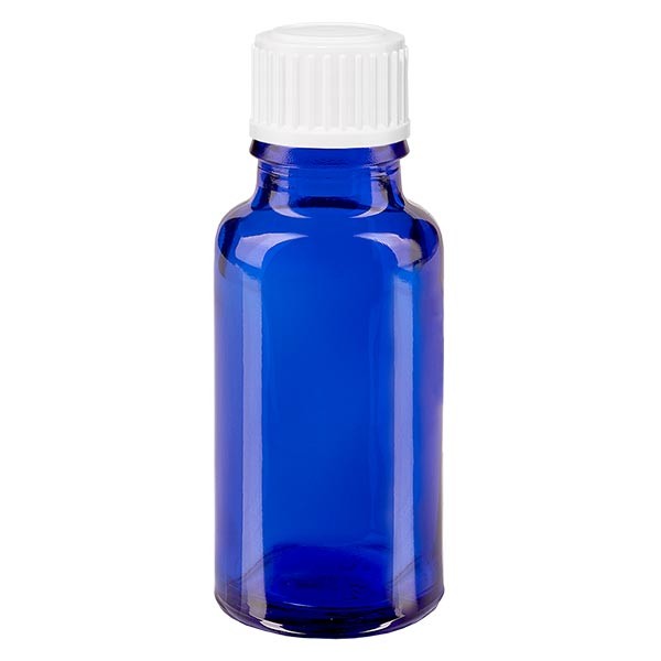 Apothekenfl. blau 20ml Schraubv. weiss St