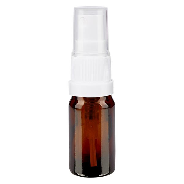 Braunglasflasche 5ml mit Pumpzerstäuber weiss