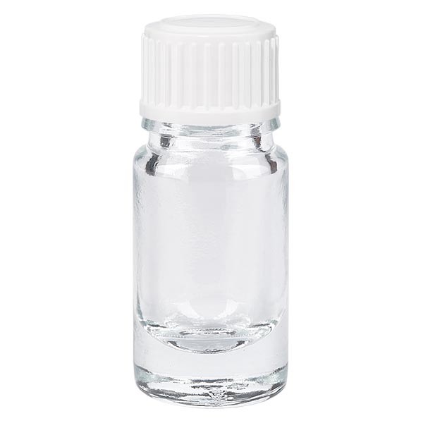 Apothekenflasche klar 5ml mit Schraubverschluss weiss Standard