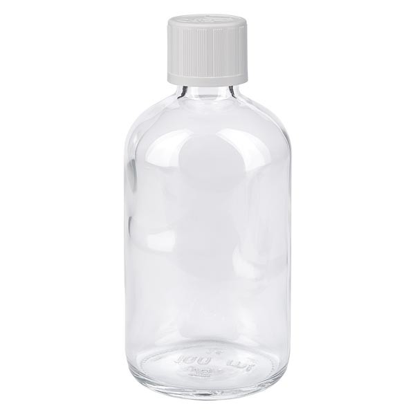 Apothekenflasche klar 100ml Tropfverschluss weiss KiSi Standard