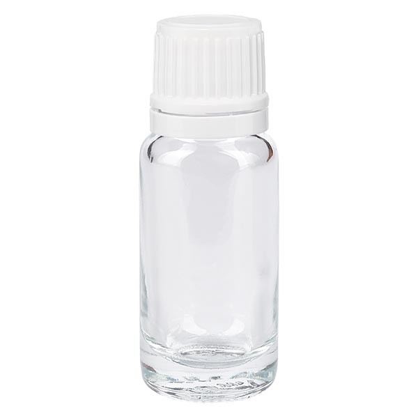 Apothekenflasche klar 10ml Tropfverschluss 1.2mm weiss OV