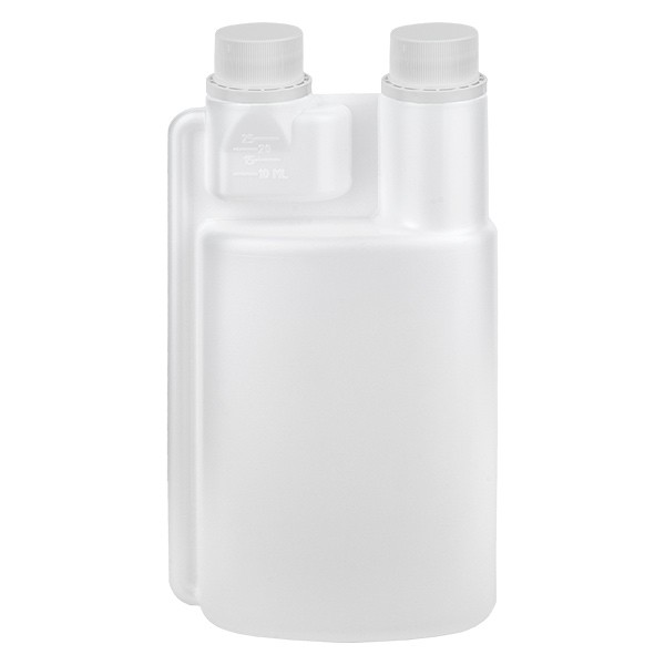 Dosierflasche 500ml HDPE klar (25ml Dosierkammer)