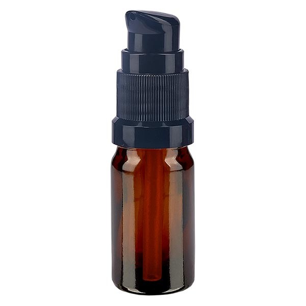 Braunglasflasche 5ml mit Pumpverschluss schwarz