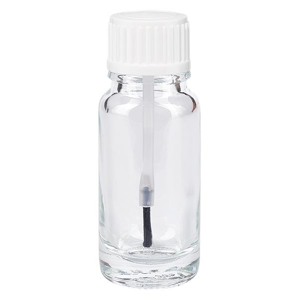 Apothekenflasche klar 10ml Schraubverschluss weiss Pinsel St