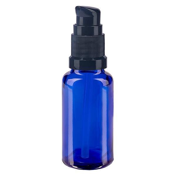 Blauglasflasche 20ml mit Pumpverschluss schwarz