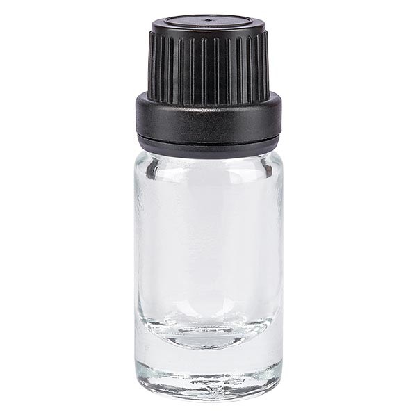 Apothekenflasche klar 5ml Tropfverschluss Pr. 2mm schwarz OV