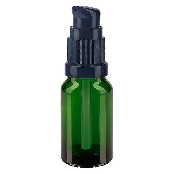 Grünglasflasche 10ml mit Pumpverschluss schwarz