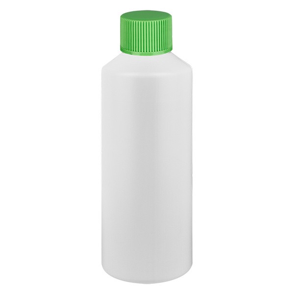 PET Zylinderflasche 100ml weiss, S20x3 mit grünem SV