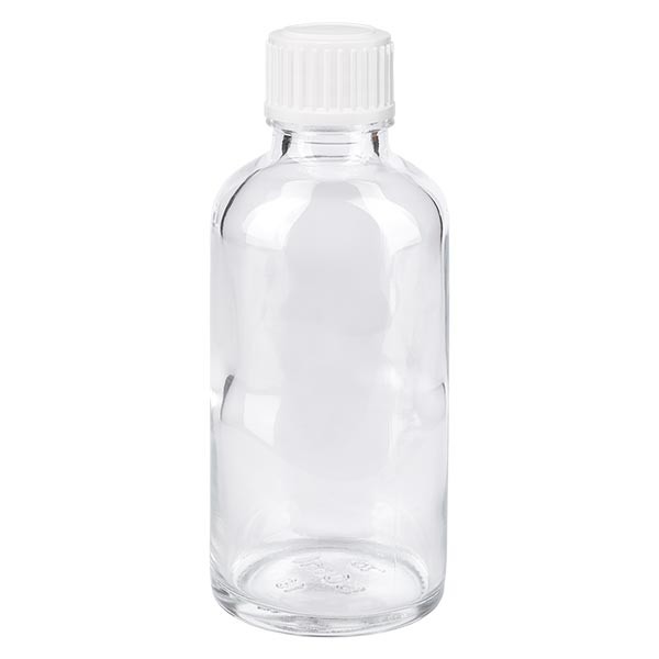 Apothekenflasche klar 50ml Tropfverschluss weiss 0.8mm Standard