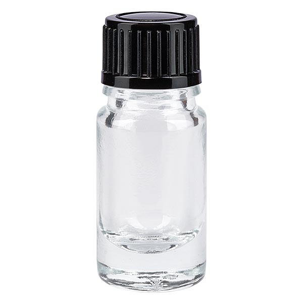 Apothekenflasche klar 5ml Schraubverschluss schwarz Standard