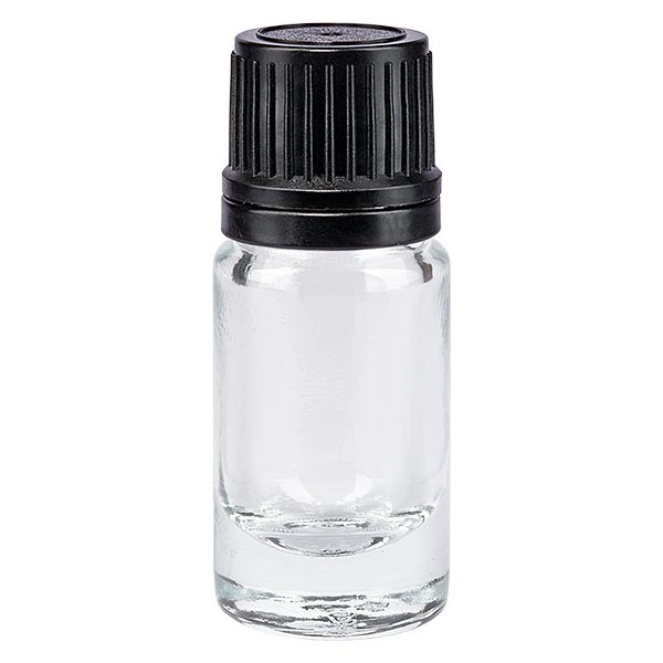 Apothekenflasche klar 5ml Tropfverschluss Pr. 1mm schwarz OV