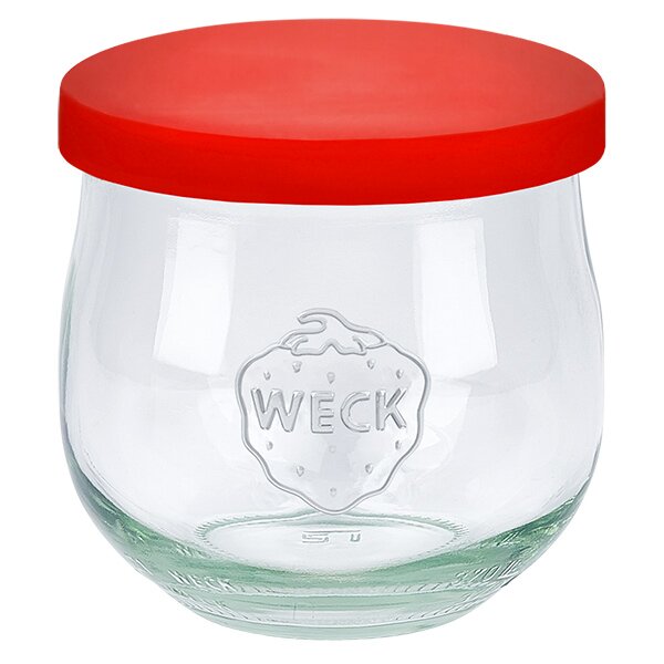 370ml Tulpenglas WECK mit Silikondeckel rot