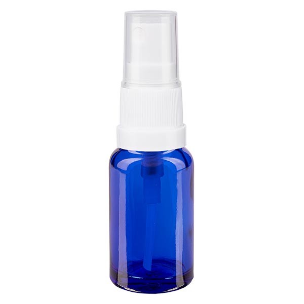 Blauglasflasche 10ml mit Pumpzerstäuber weiss