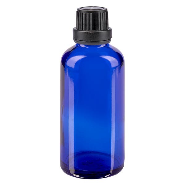 Apothekenfl. blau 50ml Schraubv. schw Dicht OV