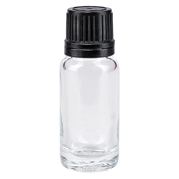 Apothekenflasche klar 10ml Tropfverschluss Pr. 1mm schwarz OV