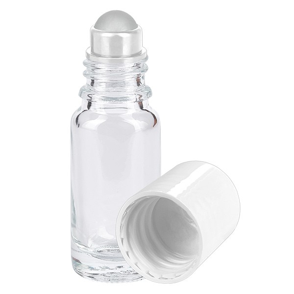 Deodorantflaskor 10ml klart glas, Stängning vit