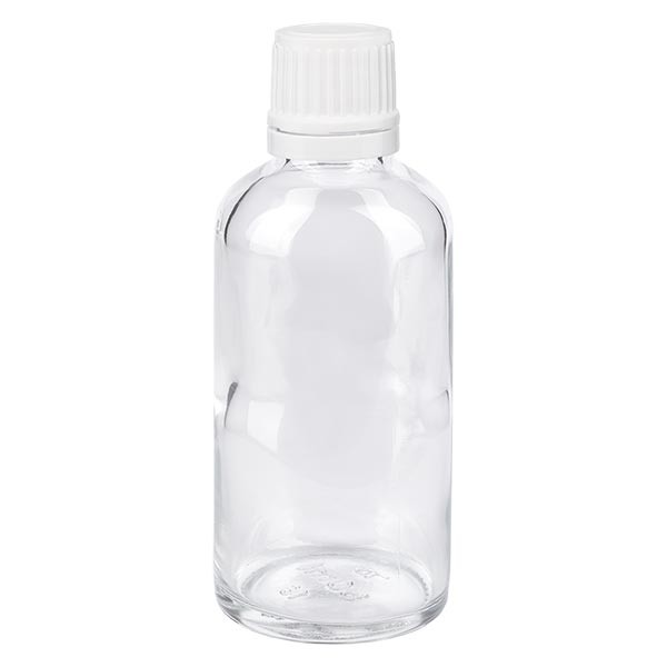 Apothekenflasche klar 50ml Schraubverschluss weiss OV