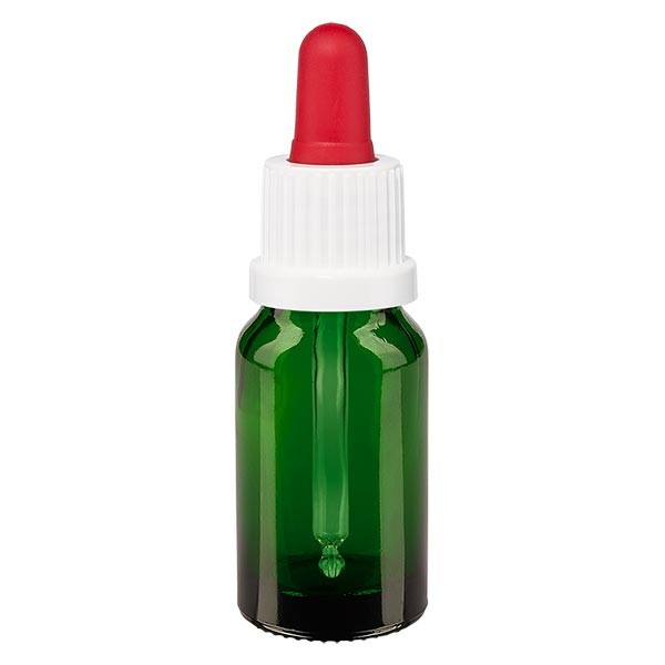 Pipettenflasche grün 10ml, Pipette weiss/rot OV