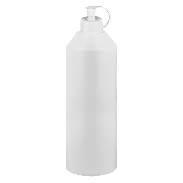 Zylinderflasche HDPE 250ml weiss, S20x3 mit weissem Spritzverschluss