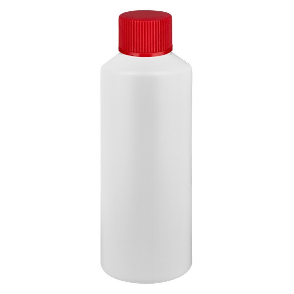 PET Zylinderflasche 75ml weiss, S20x3 mit rotem SV