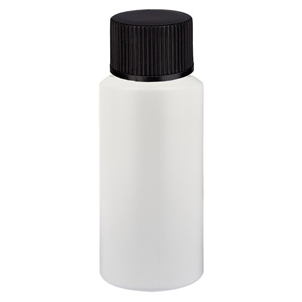 PET Flasche 20ml weiss, mit schwarzem SV