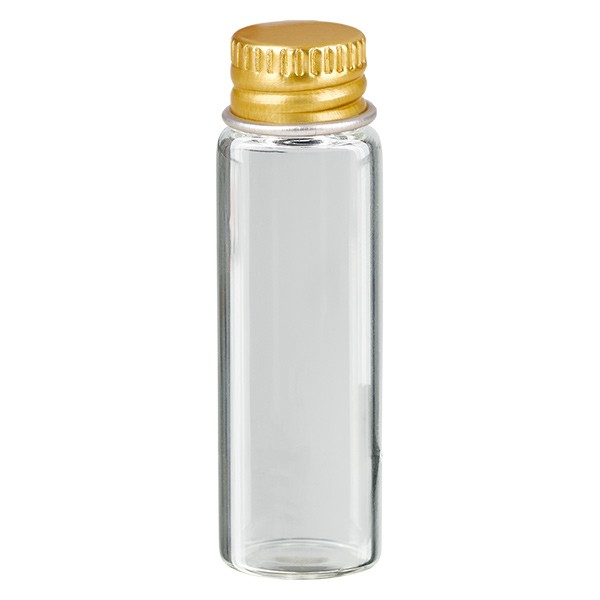 5ml Mini Glasflasche klar Met.-V. gold UNiTWIST