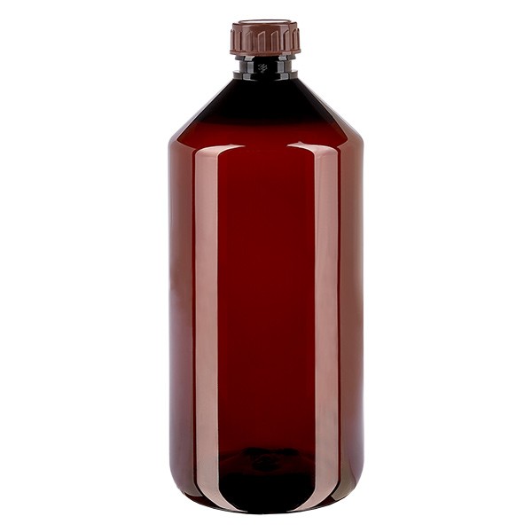 PET Flasche 1000ml mit braunem Verschluss Standard