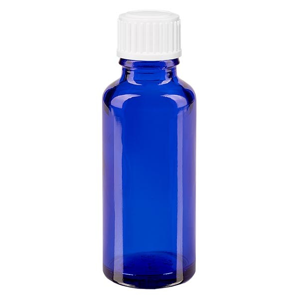 Apothekenfl. blau 30ml Tropfv. weiss 0.8mm St