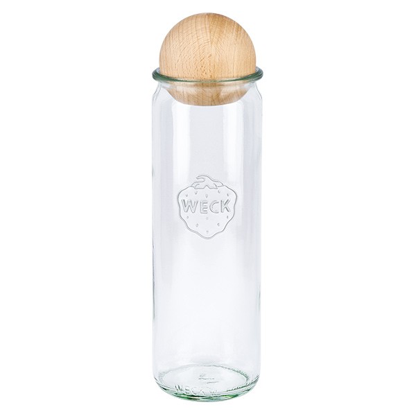 600ml Zylinderglas WECK RR60 mit Holzkugel Buche