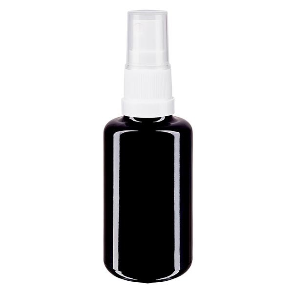 Violettglasflasche 30ml mit Pumpzerstäuber weiss